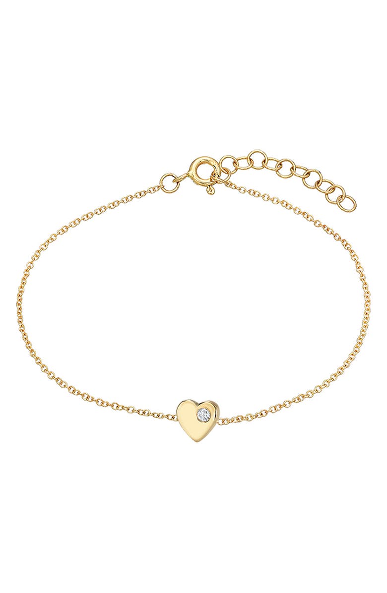 Zoe Lev Tiny Heart Chain Bracelet, Main, color, Yellow Gold