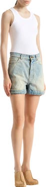 Balmain Topstitched denim shorts