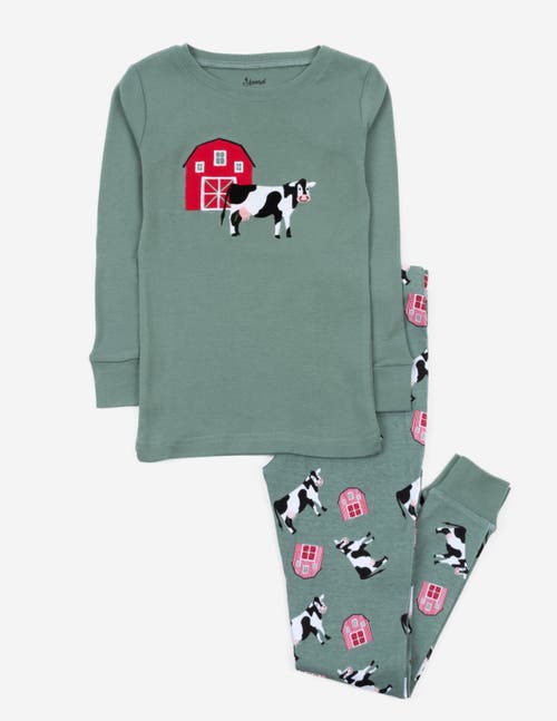 Leveret Kids Two-piece Cotton Printed Matching Family Pajamas, Animal Friends In Animal Print