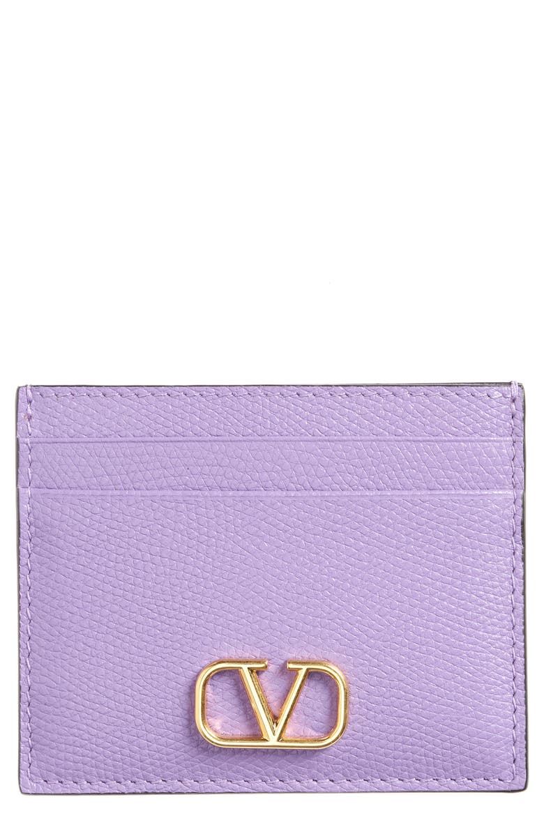 Valentino Garavani VLOGO Leather Card Holder, Main, color, 