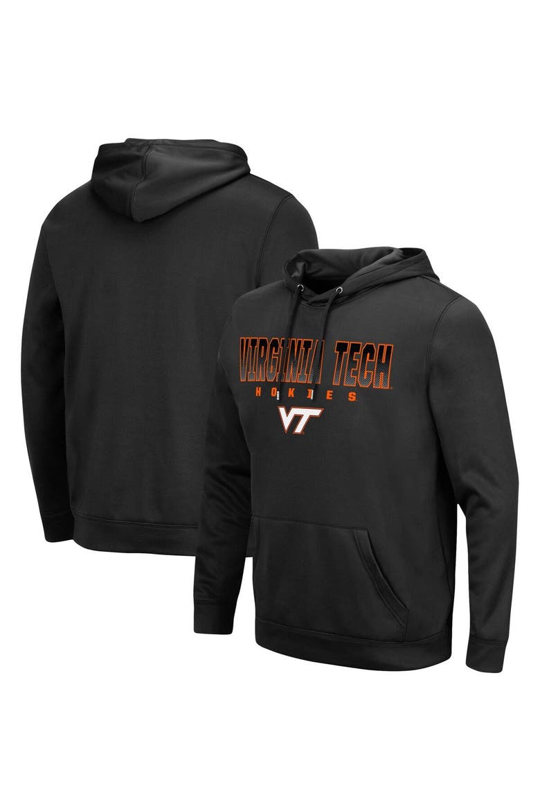 Men's Colosseum Black Virginia Tech Hokies Blackout 3.0 Pullover Hoodie, Main, color, Black