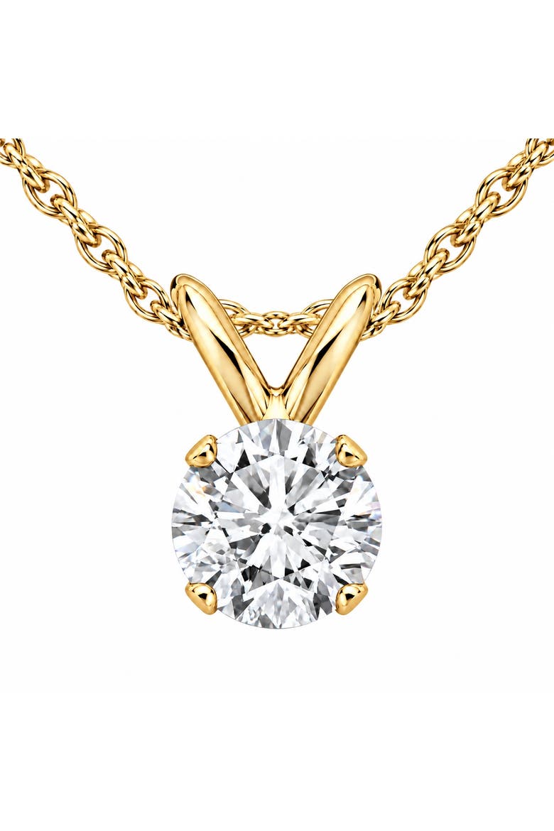 1/2ct Diamond Solitaire Pendant Necklace 14k Or Gold Lab Grown, Main, color, 14k Yellow Gold