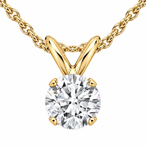 1/2Ct Diamond Solitaire Pendant Necklace 14k Or Gold Lab Grown