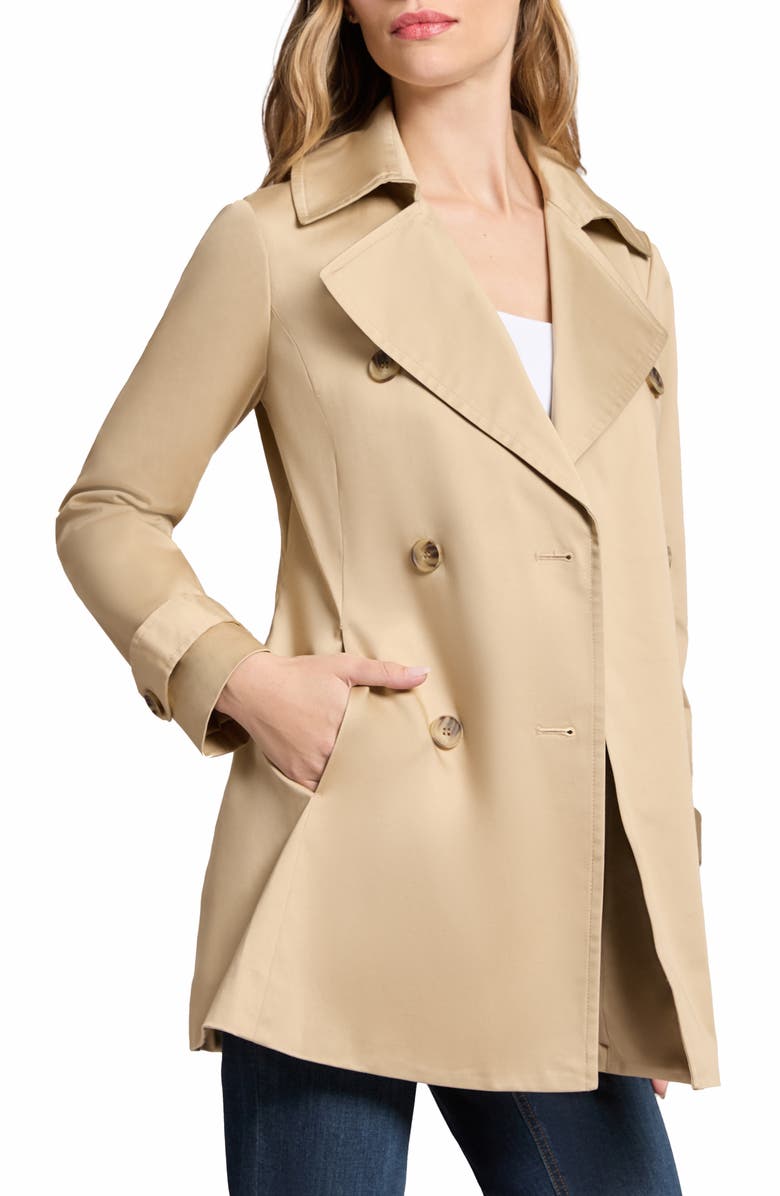 Jones New York Stretch Cotton Sateen Double Breasted Trench Coat, Alternate, color,