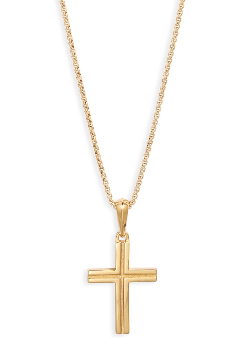 Men's Cross Pendant Necklace, Main, color, GOLD