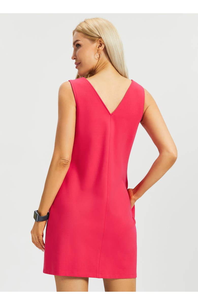 Betabrand Peekaboo V Neck Shift Dress, Alternate, color, Virtual Pink