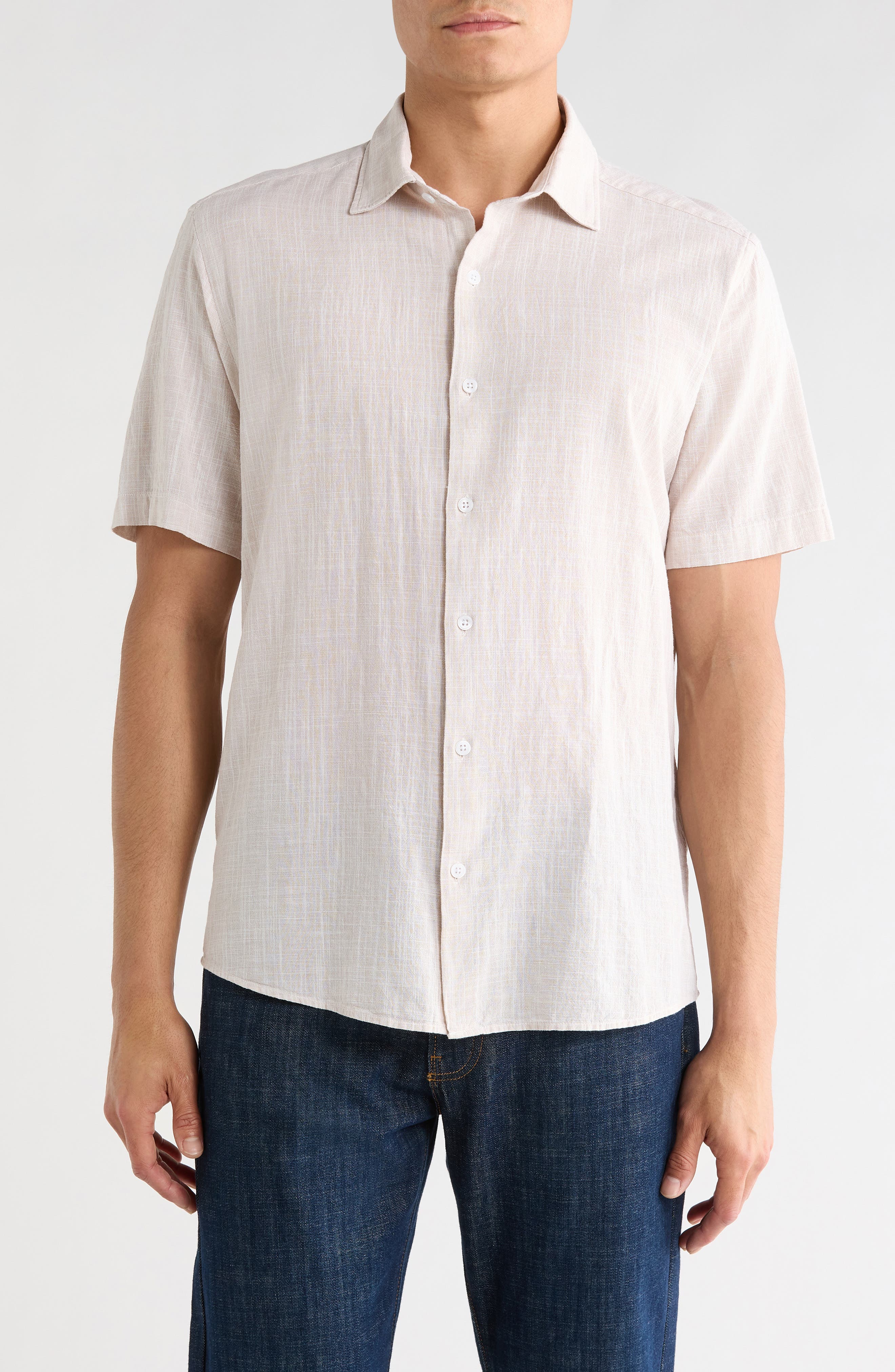 Robert Barakett Lorenzo Short Sleeve Cotton Button-Up Shirt