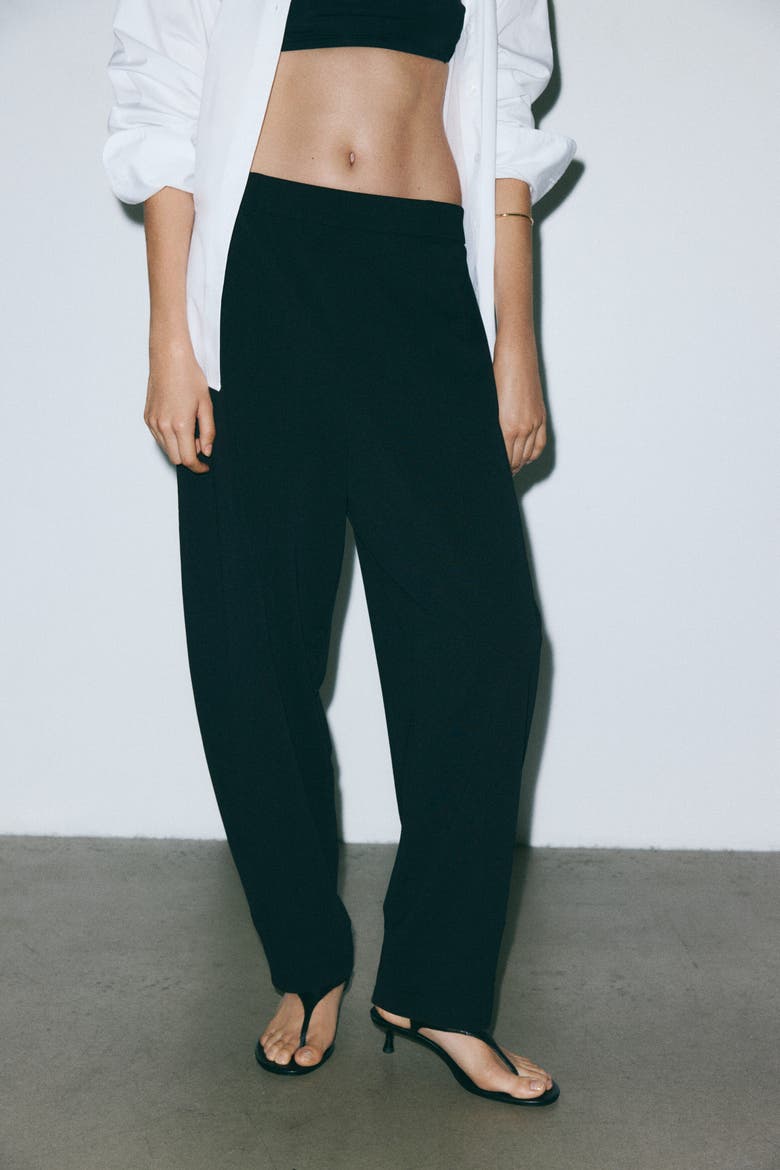 Jersey Barrel-leg Pants, Alternate, color, Black