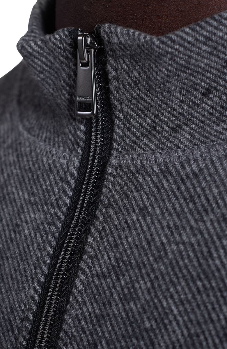 Bugatchi Brushed Cotton Blend Quarter Zip Pullover, Alternate, color, Black