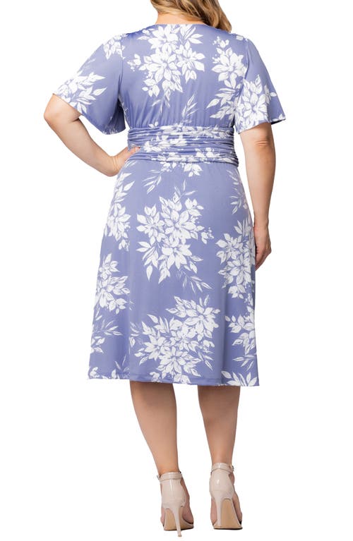 Kiyonna Jemma Ruched Tie Dress In Misty Lavender Florals