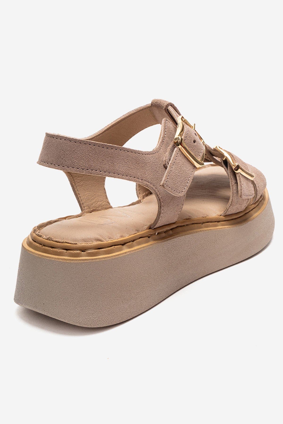Forever & Always Shoes Loin Leather Platform Sandal, Alternate, color, Beige Suede