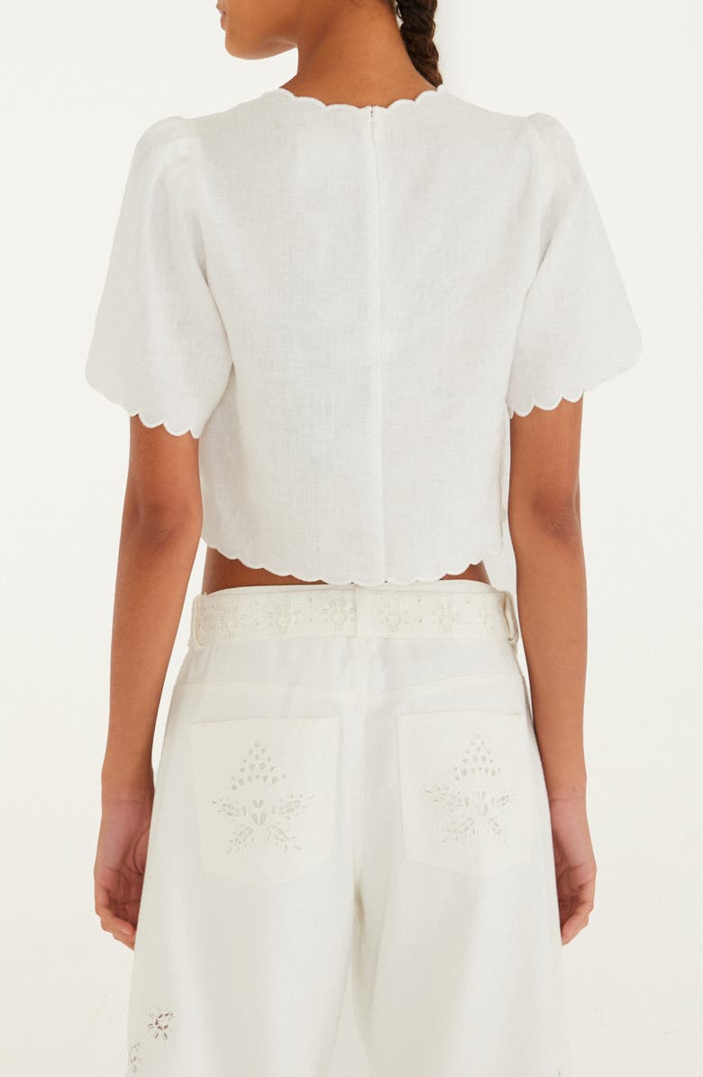 FARM Rio Roses Scallop Crop Top, Alternate, color, Off-White