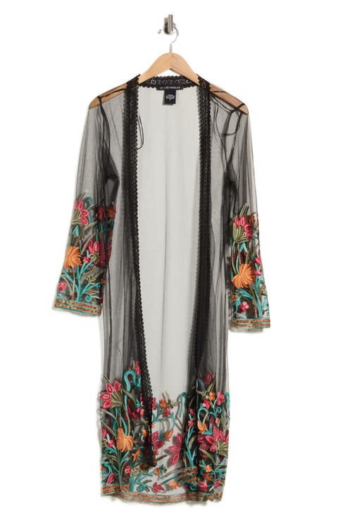 Embroidered Mesh Duster