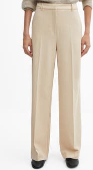 MANGO Wide Leg Flat Front Pants