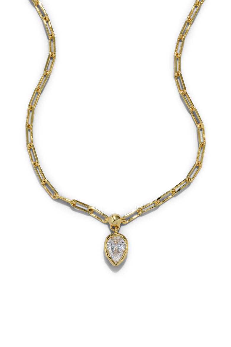 Asterales Petite Cubic Zirconia Pendant Necklace, Main, color, GOLD