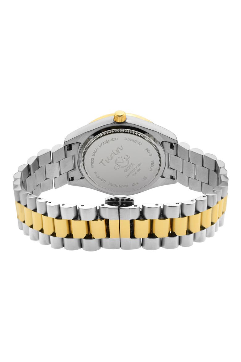 GEVRIL Women's Turin Swiss Diamond Bracelet Watch, 32 mm - 0.15 ctw, Alternate, color, TWO TONED SS IPYG