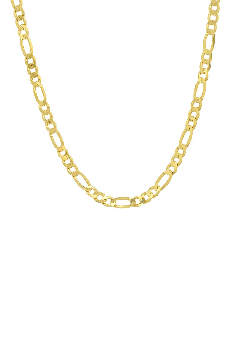 Queen Jewels Sterling Silver Italian Figaro Chain Necklace, Main, color, Gold