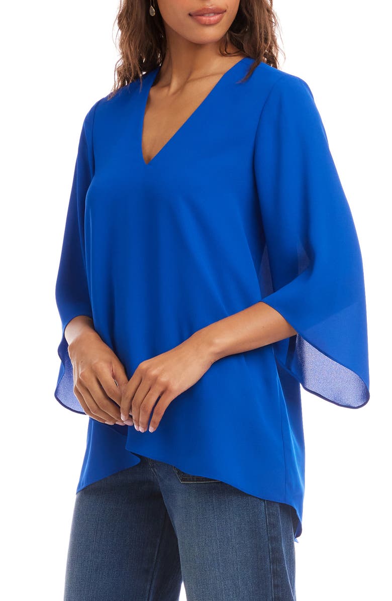 Karen Kane Asymmetric Crossover Hem Top, Alternate, color, Sapphire Blue