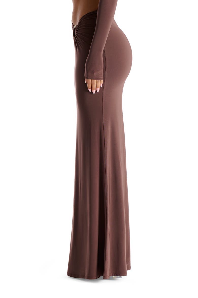 Asymmetric Waist Maxi Skirt, Alternate, color, CHOCOLATE