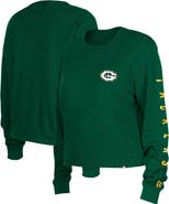 New Era Women's New Era Green Green Bay Packers Thermal Crop Long Sleeve T-Shirt