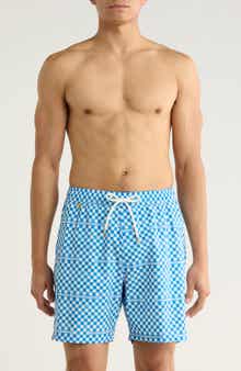 Scotch & Soda Checker Print Swim Trunks