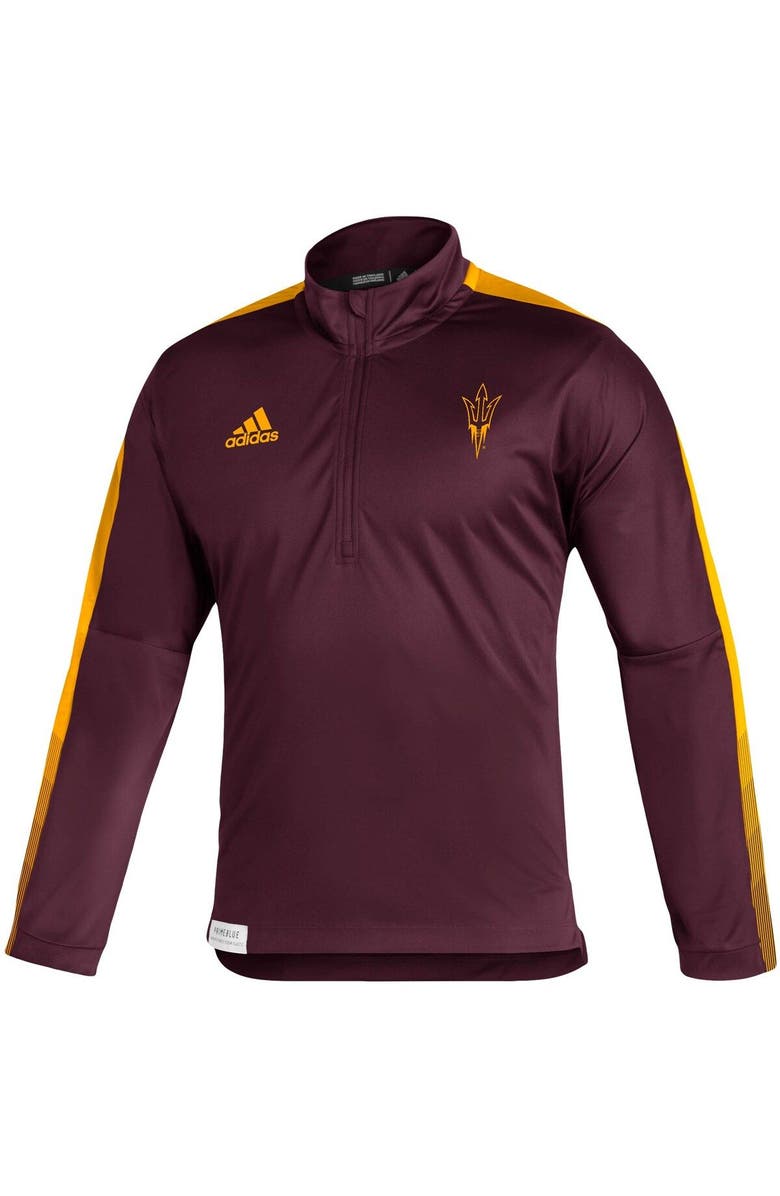 adidas Men's adidas Maroon Arizona State Sun Devils 2021 Sideline Primeblue Quarter-Zip Jacket, Alternate, color, 