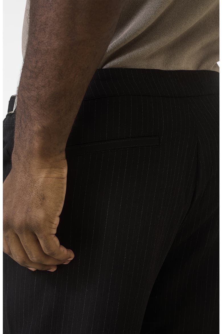 Savile Slim Pinstripe Chino Trousers, Alternate, color, Black