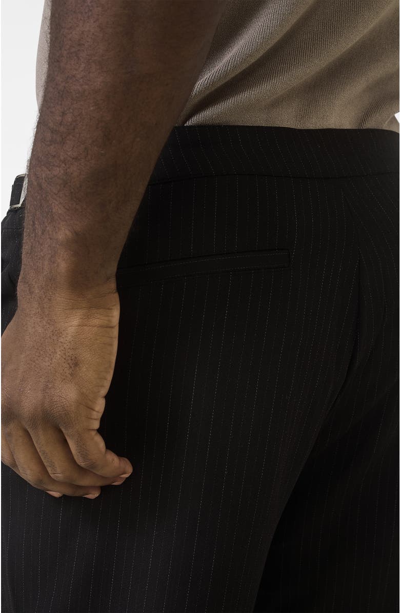 MAUVAIS Savile Slim Pinstripe Chino Trousers, Alternate, color, Black