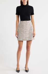 Theory Short Sleeve Combo Tweed Dress