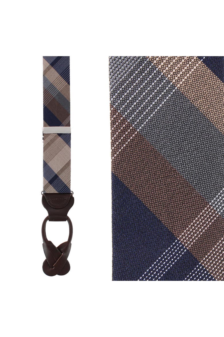 Rolando Stately Plaid Wool Blend Business Button End Suspenders, Main, color, Multiple