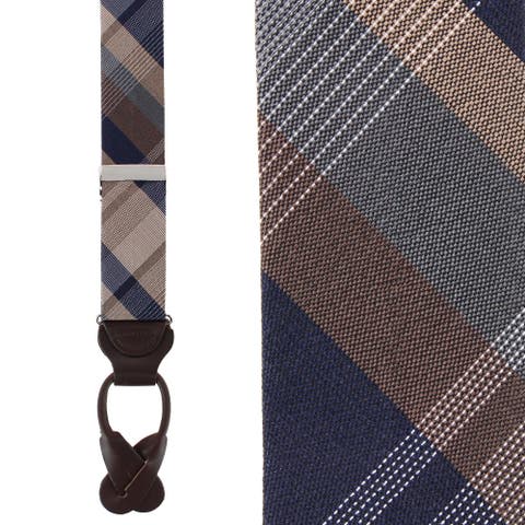 Rolando Stately Plaid Wool Blend Business Button End Suspenders
