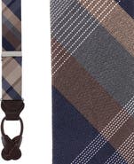 Trafalgar Rolando Stately Plaid Wool Blend Business Button End Suspenders