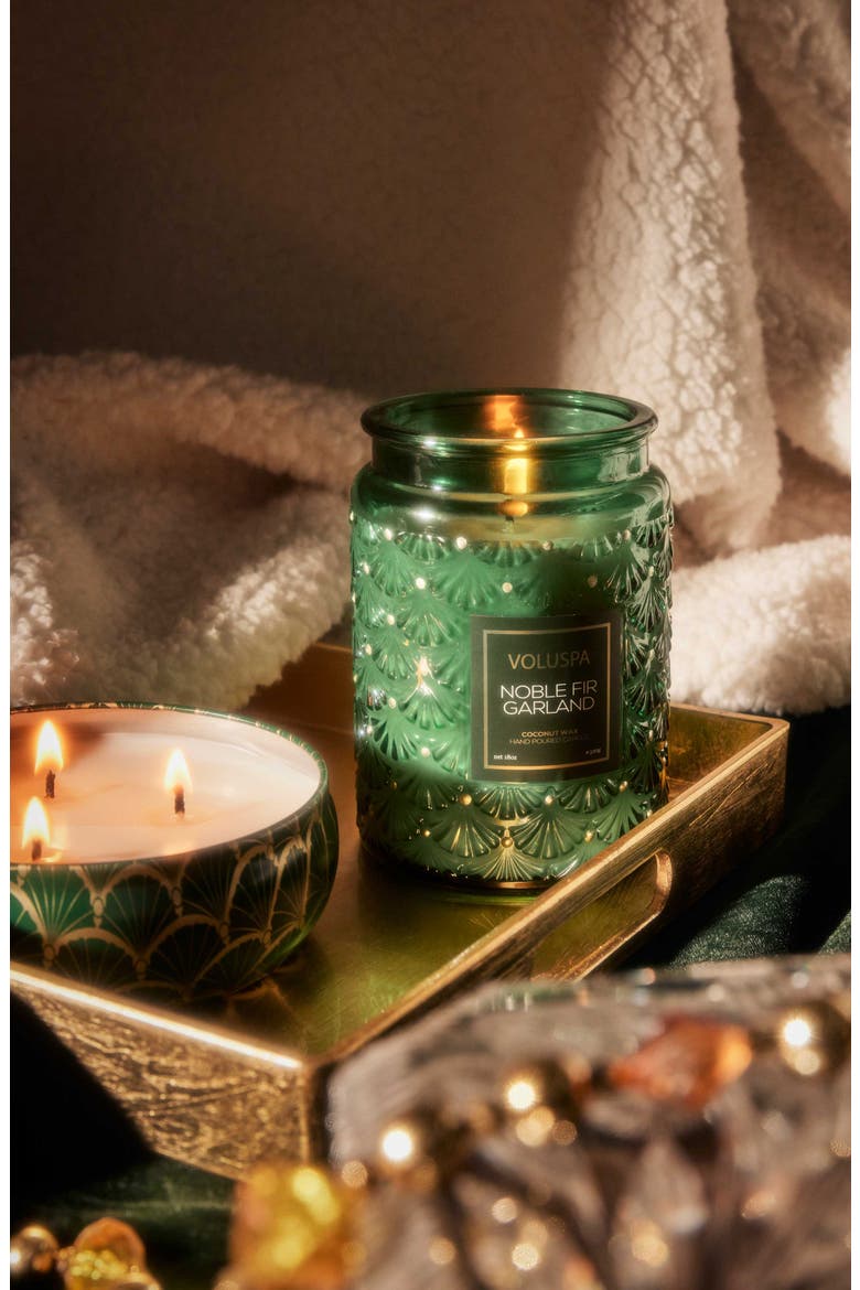 Noble Fir Large Jar Candle, Alternate, color, GREEN