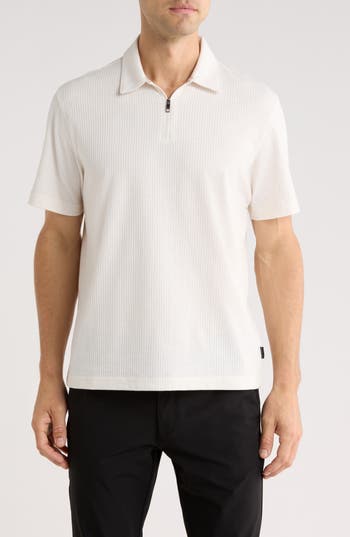Ted Baker Quarter Zip Knit Polo In Jet Stream