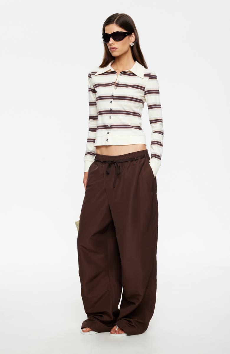 LIONESS Signora Tie Waist Wide Leg Pants, Alternate, color, Chocolate