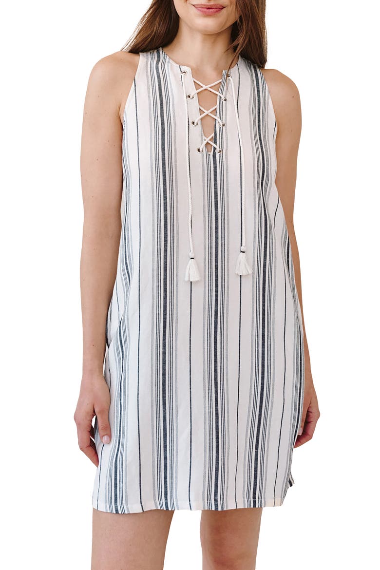 Stripe Lace-Up Sleeveless Minidress, Alternate, color, BOARDWALK STRIPE