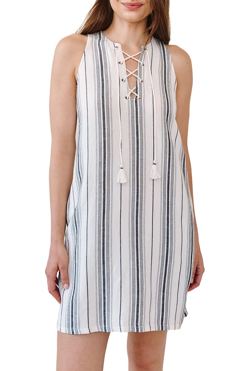 Bella Dahl Stripe Lace-Up Sleeveless Minidress, Alternate, color, Boardwalk Stripe