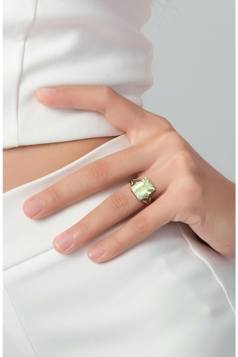 Green Quartz & Black Sapphire Ring, Alternate, color, GREEN