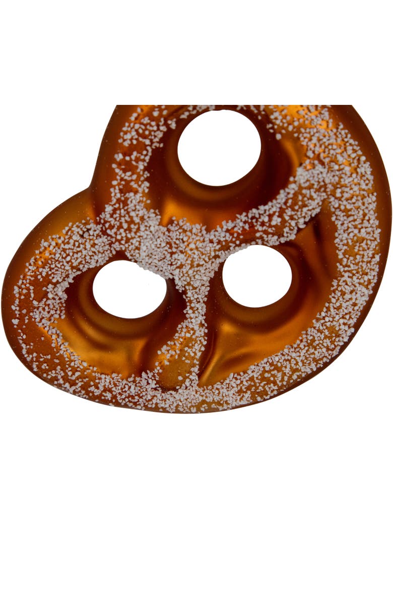Northlight Salted Soft Pretzel Glass Christmas Ornament - 4.5", Alternate, color, Bronze