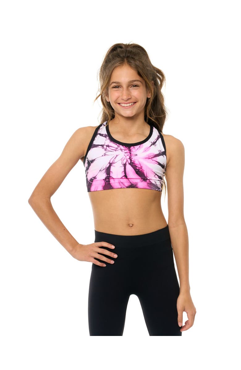 Malibu Sugar Tie dye sports bra - Big Kid, Alternate, color, Tie Dye (Pink Black White)