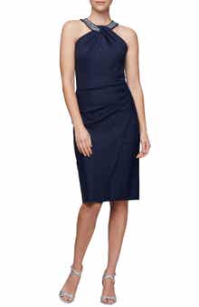 Contour Collection Halter Embellished Cocktail Dress