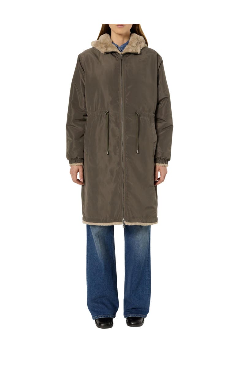 GERARD DAREL Mayline Reversible Faux Fur Parka Coat, Alternate, color, Khaki Green