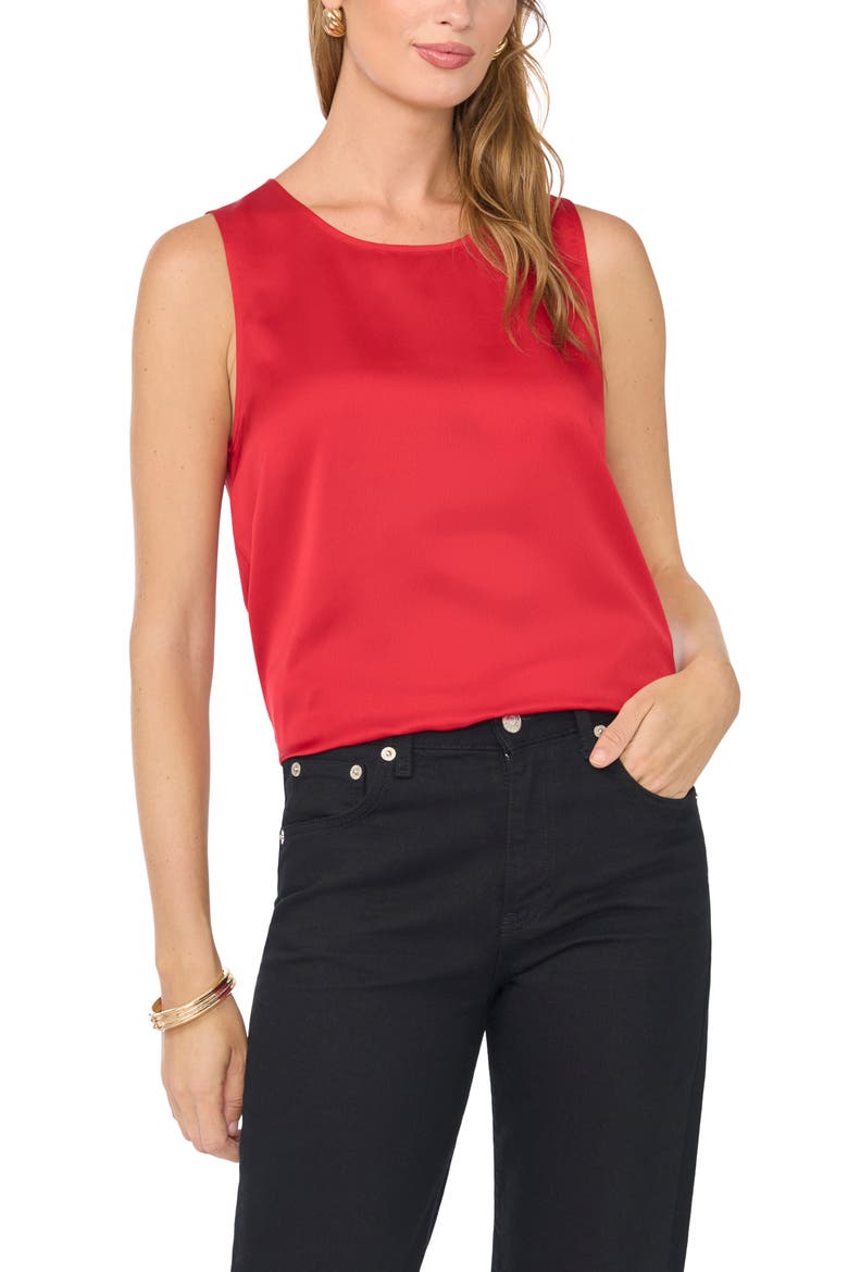 Satin Sleeveless Top, Main, color, ALLURE RED