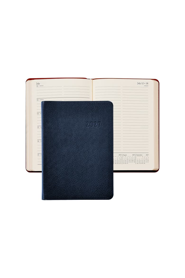 2027 Leather Weekly Notebook, Main, color, Blue
