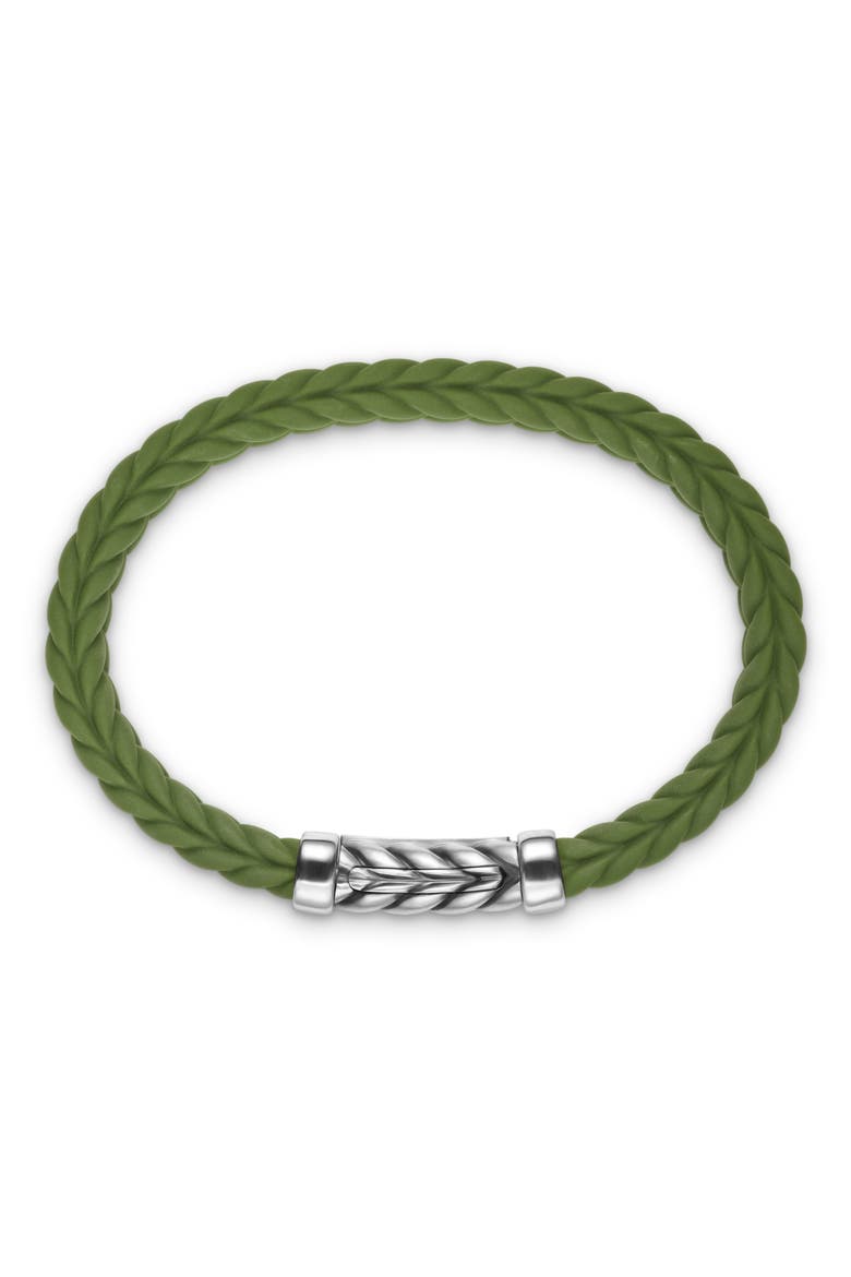 Men's Chevron Rubber Bracelet, Alternate, color, GREEN/STERLING SILVER