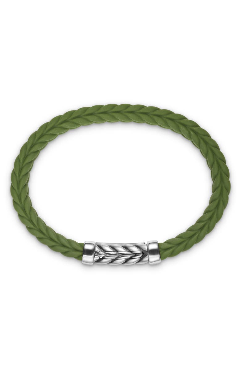 David Yurman Men's Chevron Rubber Bracelet, Alternate, color, Green/Sterling Silver