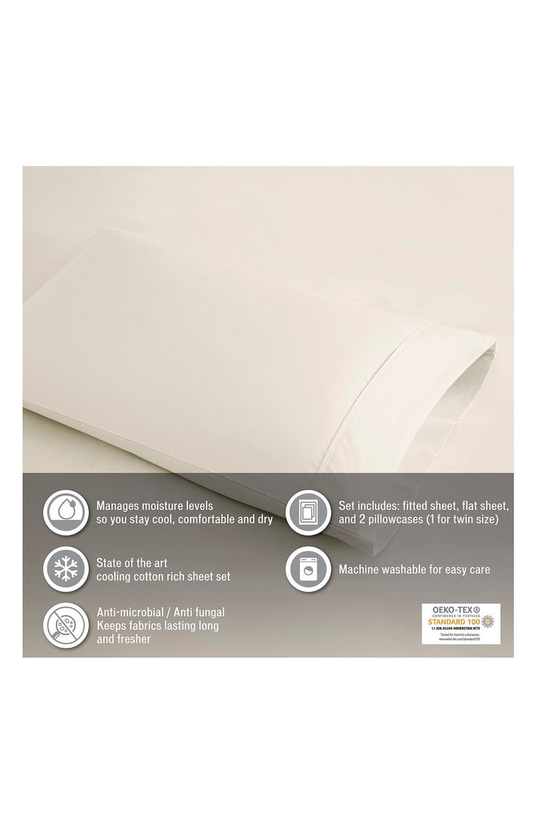 BEAUTYREST 600 Thread Count Cooling Cotton Rich Sheet Set, Alternate, color, White