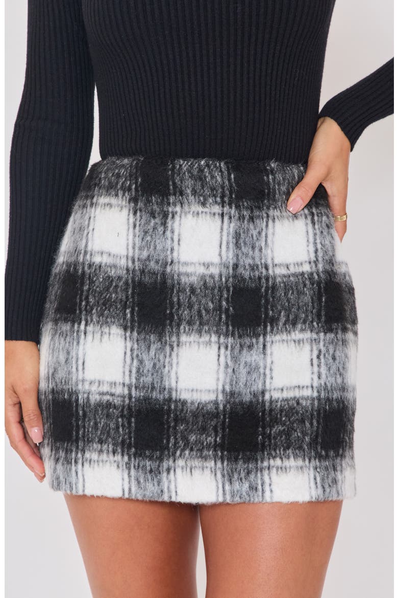 Kerry Plaid Miniskirt, Alternate, color, BLACK/ WHITE