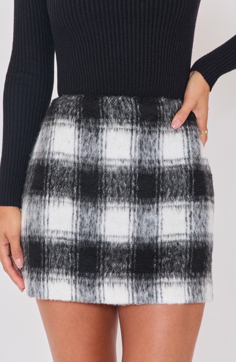 VICI Collection Kerry Plaid Miniskirt, Alternate, color, Black/ White