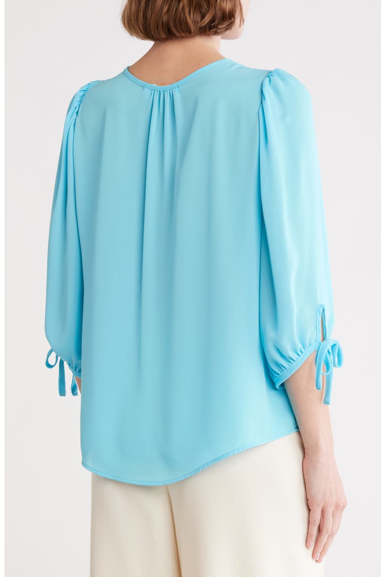 V-Neck Tie Sleeve Top, Alternate, color, BLUE